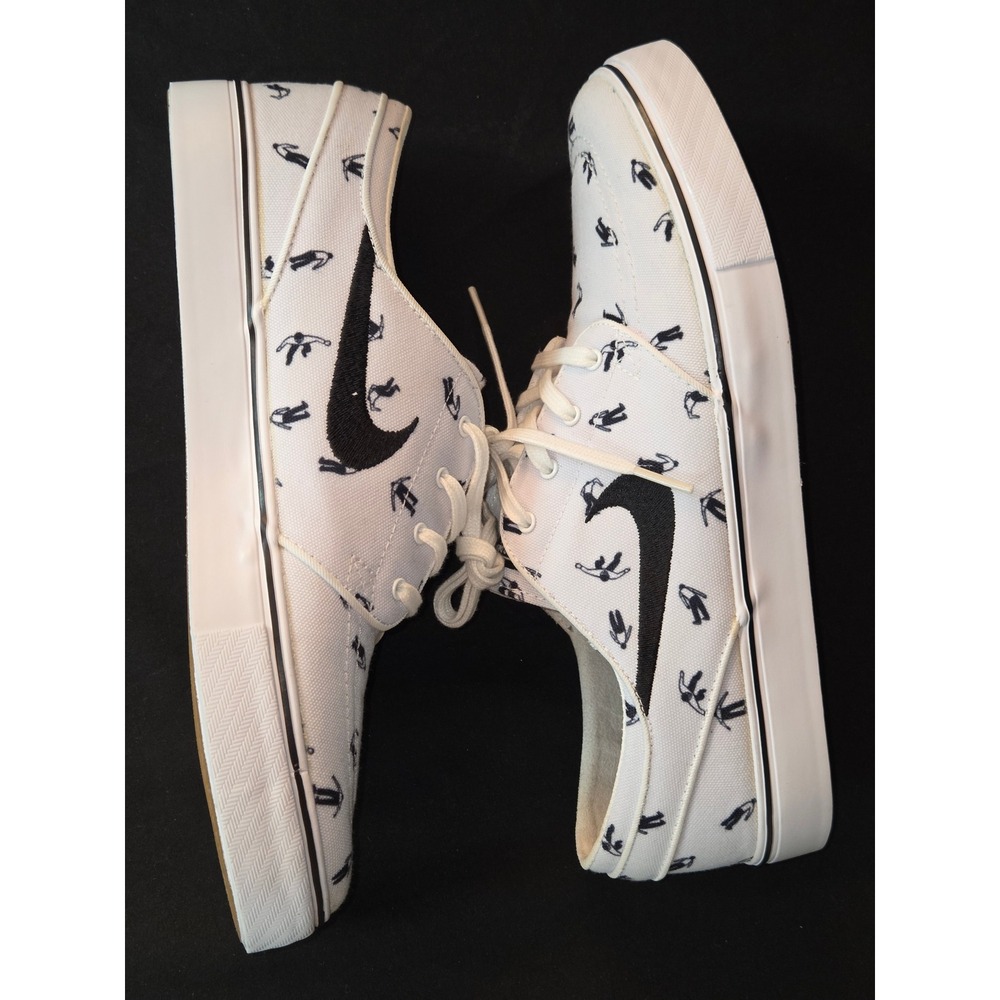 Nike SB Stefan Janoski White Black Skateboard print Shoes Mens Size 9‎ I